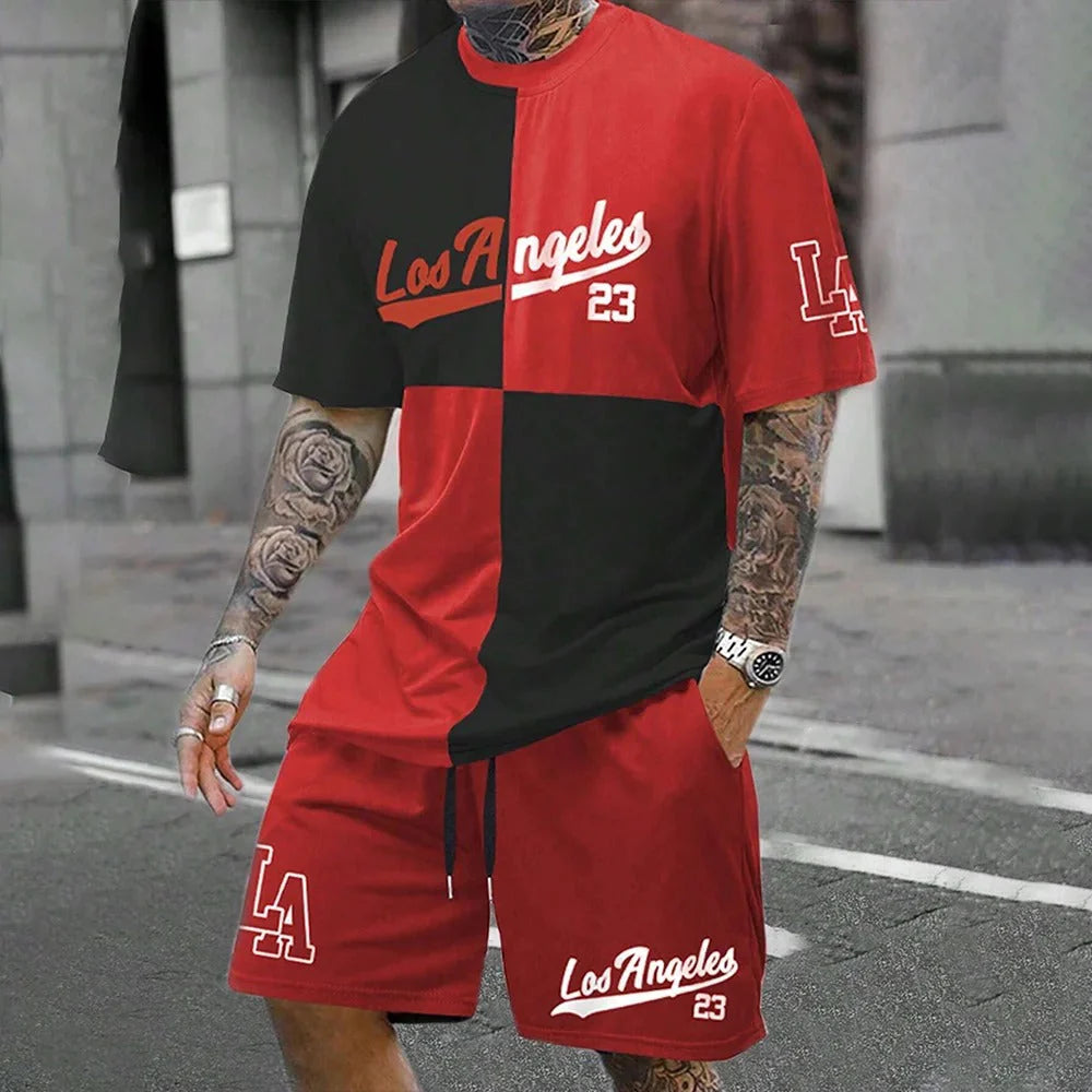 Men’S Two-Tone Graphic Streetwear Set