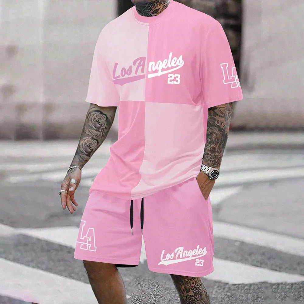 Men’S Two-Tone Graphic Streetwear Set