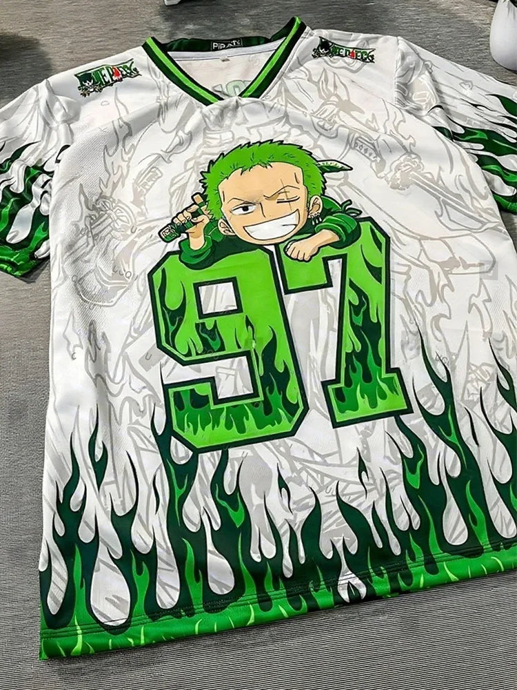 New Football Jerseys, Japanese Anime One Piece Luffy and Zoro T-shirt