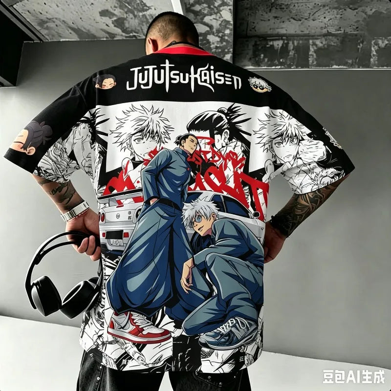 New Men Jujutsu Gojo Geto T-Shirt Oversized Y2K