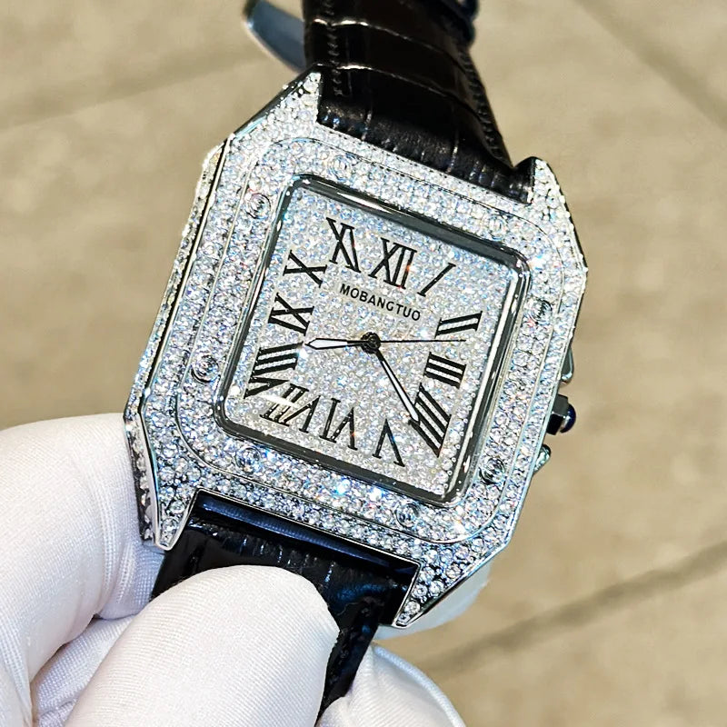 Large Dial Tonneau Shape Diamond Watch