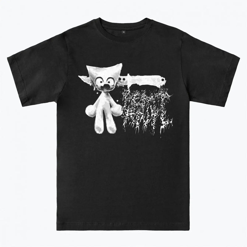 Im Femtanyl Men's Heavyweight Graphic T-Shirt Soft Tee with Cute Cat & Pencil Design, All-Season Casual Shirt for Everyday